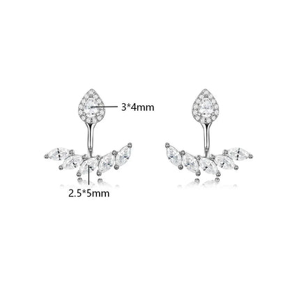 Marquise/Pear Cur Full Moissanite Stud Earrings with Certificate S925 Silver Detachable Jackets Earcuff Drop Earring for Women