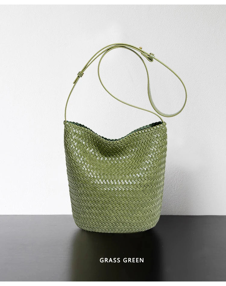 luxury woman handbagNew high end Hand-woven genuine leather women's bag large capacity shoulder tote bag underarm bag bucket bag