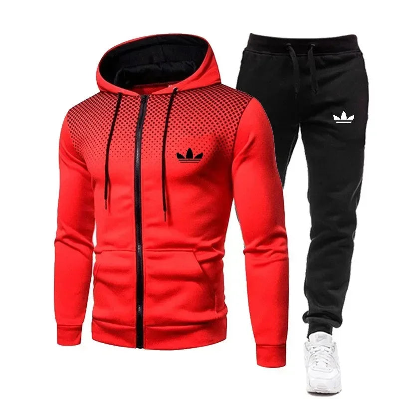 Korea Men Jacket Tracksuit Casual Sports Suit Men's Set 2025Autumn Winter Two Pieces Set Mens Sportswear Plus Pants Suit