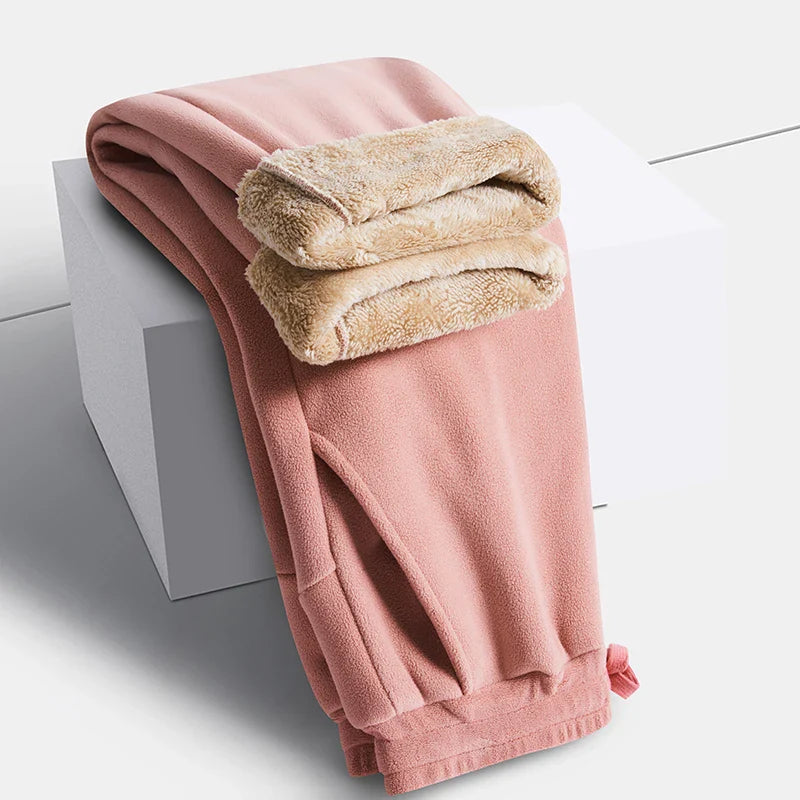 Unisex 2026 Winter New Oversize Pants Men Women Warm Fleece Liner Drawstring Trousers Casual Comfortable Gym Sweatpants