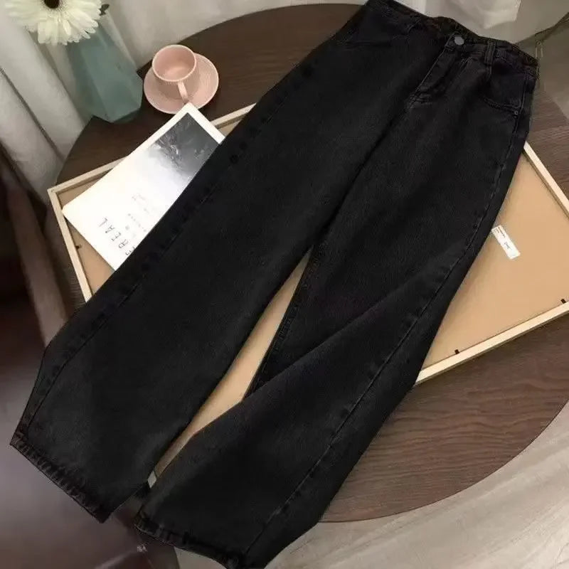 Women's Jeans High-waisted Straight-leg Loose Fit Pants
