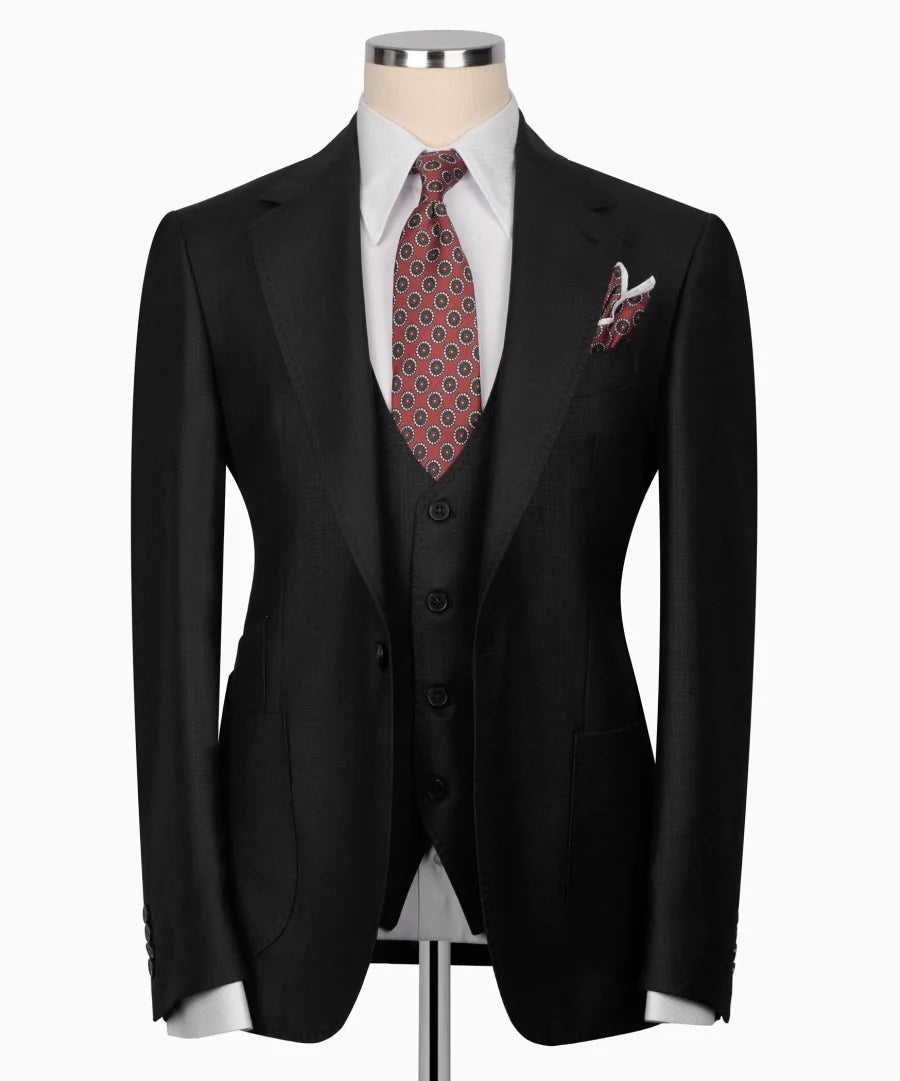 Notch Lapel Single Breasted Full Men's Suits  Smart Casual Business Office Wedding  3pcs Blazer Vest Pants Customized Men's Set