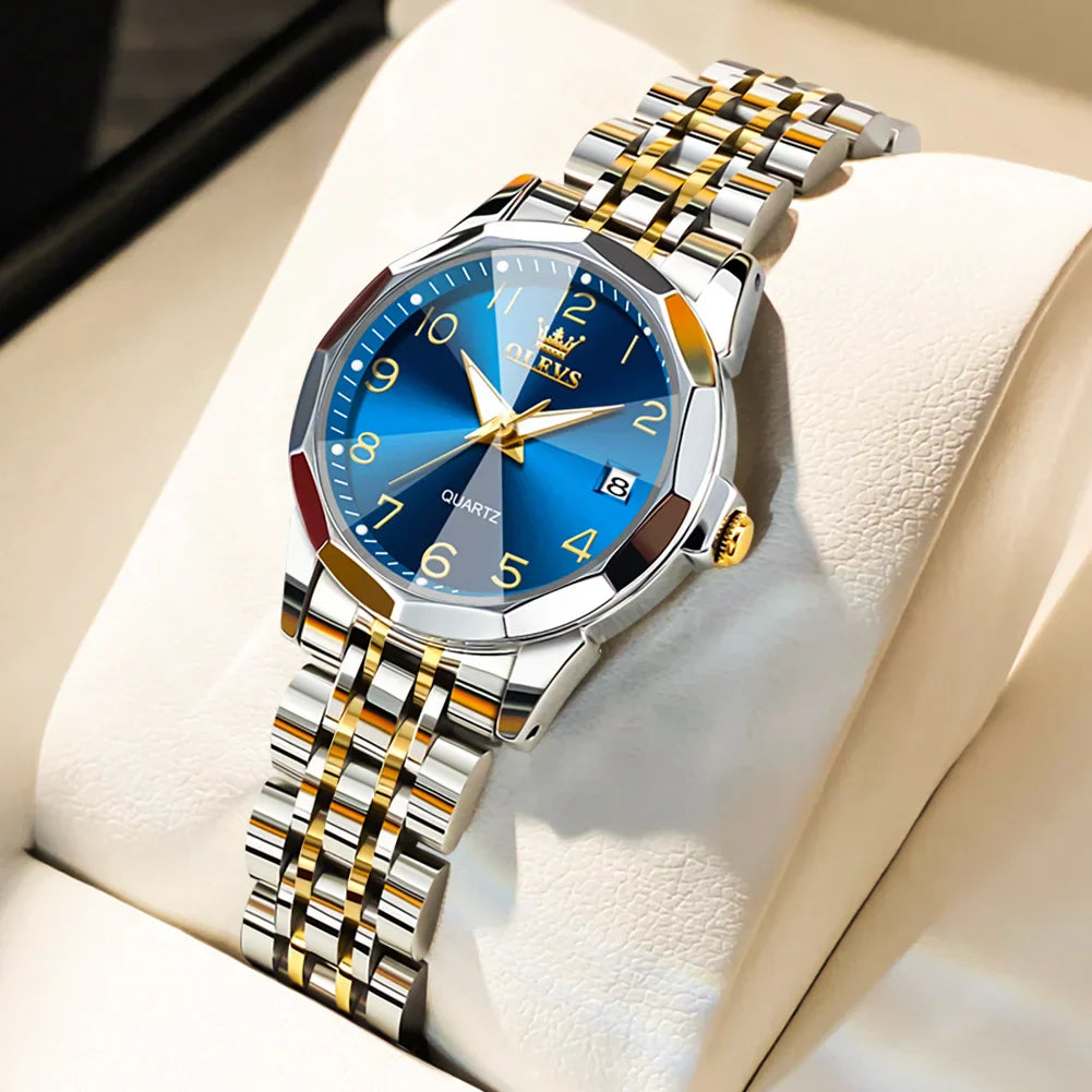 Elegant Fashion Women's Watches Luxury Brand Original Quartz Watch for Ladies Waterproof Stainless Steel Luminous Date