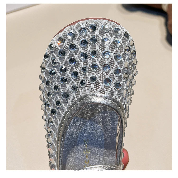 Children's Summer Sandals New Soft Bottom Kids Sandals for Girls Fashion Sequin Causal Beach Shoes Non-slip Breathable Mesh