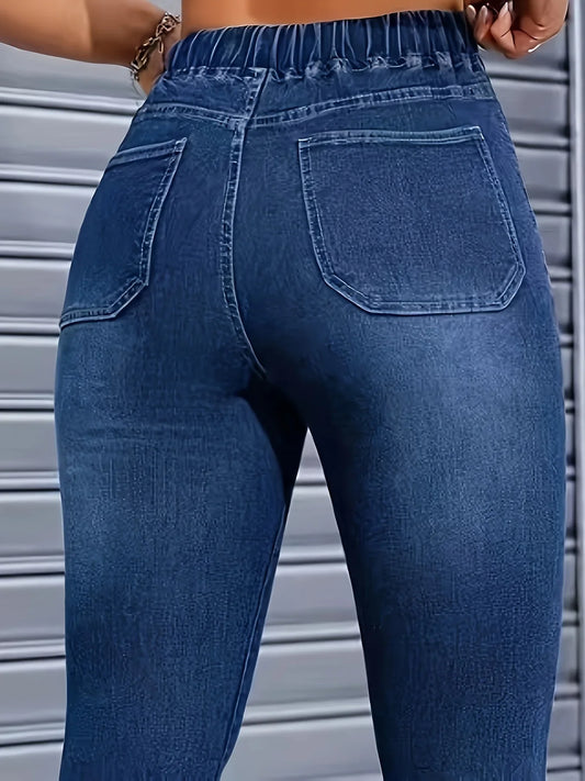 Women's high-waisted skinny jeans with drawstring waist