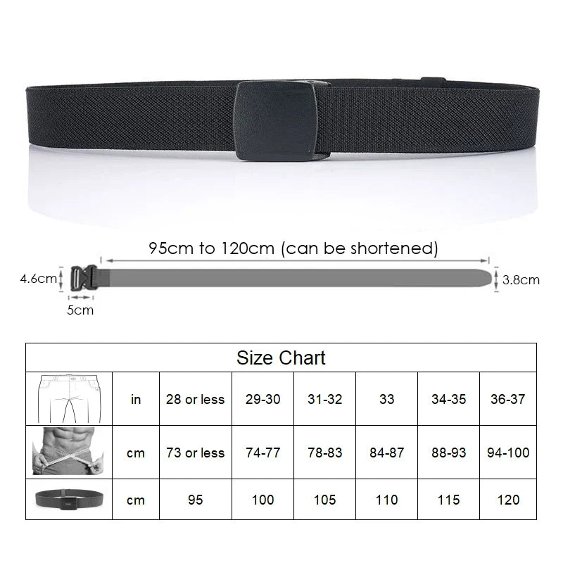 Metal Free Men's Elastic Belt Strong Engineering Plastic Quick Release Nylon Buckle Unisex Stretch Belt Outdoor Girdles