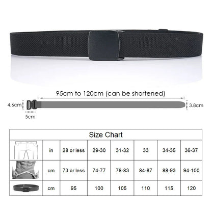Metal Free Men's Elastic Belt Strong Engineering Plastic Quick Release Nylon Buckle Unisex Stretch Belt Outdoor Girdles
