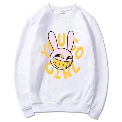 Hoodie Fashion Women Harajuku Funny Cute Rabbit Hoodie Unisex Cartoon Vintage Pullover Sweatshirt
