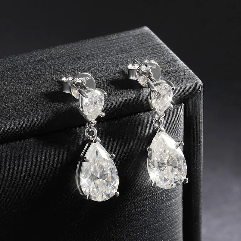 Pear Cut Mossanite Gemstone Drop Earrings 7*11MM for Women Lab Grown Emerald Pink Padparadscha Wedding Party Stud Earring
