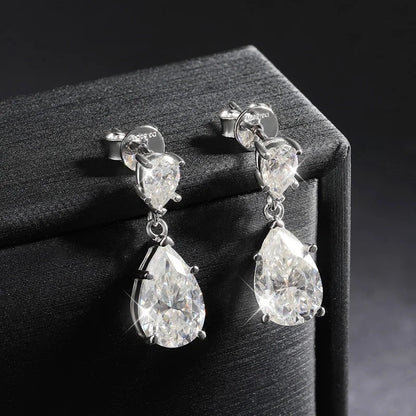 Pear Cut Mossanite Gemstone Drop Earrings 7*11MM for Women Lab Grown Emerald Pink Padparadscha Wedding Party Stud Earring