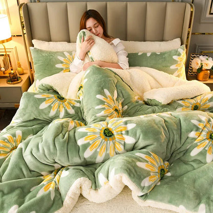 New Super Thick Winter Warm Blanket for Bed Artificial Lamb Cashmere Weighted Blankets Soft Comfortable Warmth Quilt Comforter