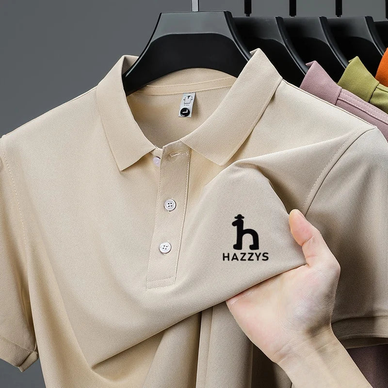 New Men's High End Brand Lape Short Sleeved Polo Shirt Summer Fashion Letter Print T-Shirt Casual Business Office Men's Clothing