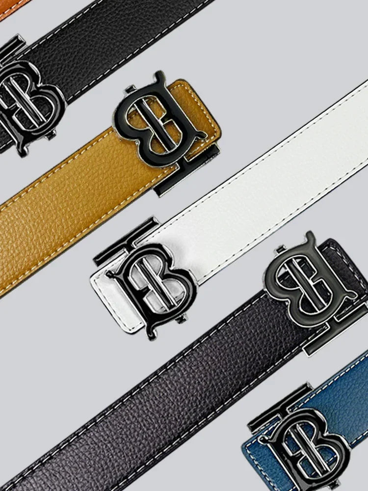 Men's Silver PU Leather Business Belt Cool Style Multi-Color for Jeans Dress Pants Office Wear