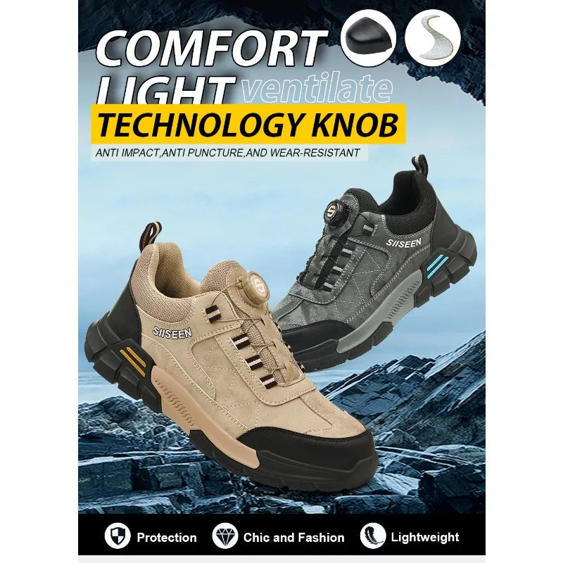 Breathable Men's Safety Shoes Puncture Resistant Work Shoes Men's Protective Shoes Wear-resistant Work Boots Tactical Boots