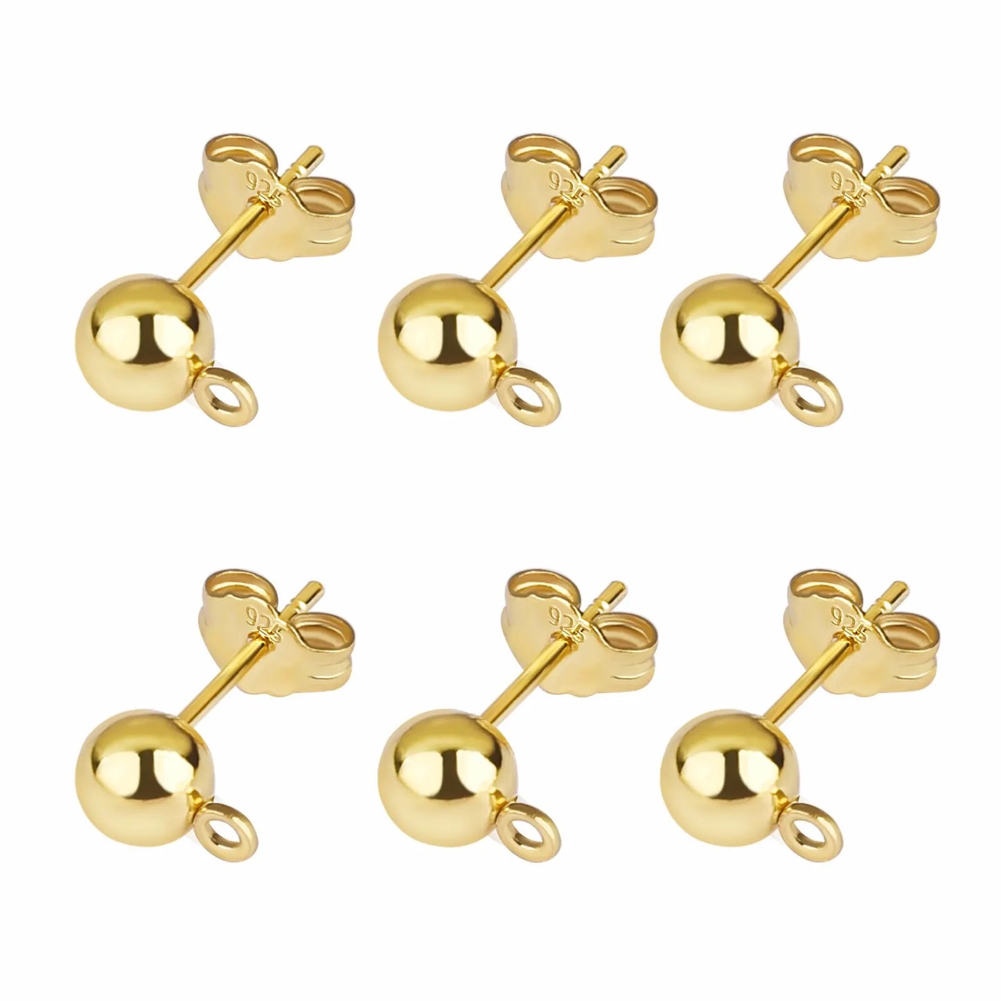 50pcs/lot Gold Silver Earring Studs Base Pins 925 Silver Plated Earring Plug Ear Back DIY Jewelry Making Findings Accessories