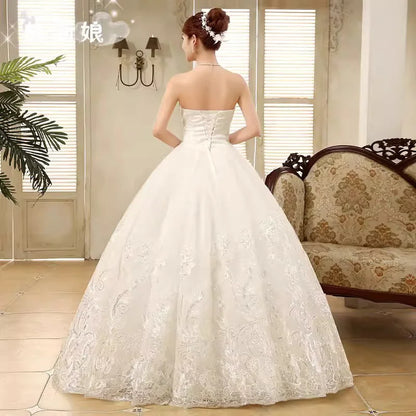 Wedding Dress Wholesale Lace up Embroidery Bride Marriage Dresses White Ball Gown Factory Christmas Carnival Plus Size