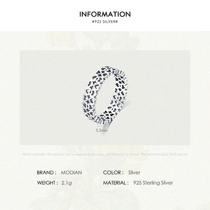 Vintage 925 Sterling Silver Hollow Out Heart To Heart Simple Style Stacking Rings For Women Fine Jewelry