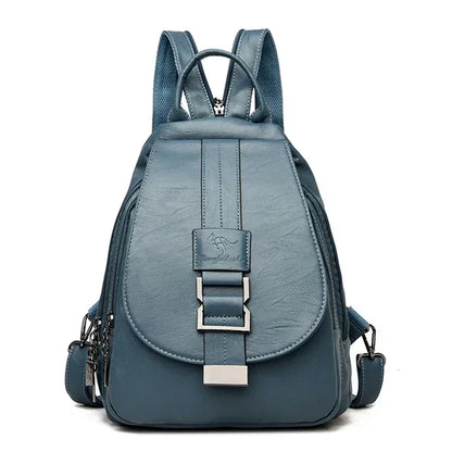 Multifunctional Women Leather Backpacks Casual Backpack For Teenager Girls School Chest Bag Travel Bagpack Ladies Sac Back Pack