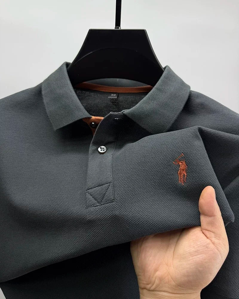 100% pure cotton high-end brand men's short sleeve polo shirt summer fashion customization horse embroidery classic Paul T-shirt