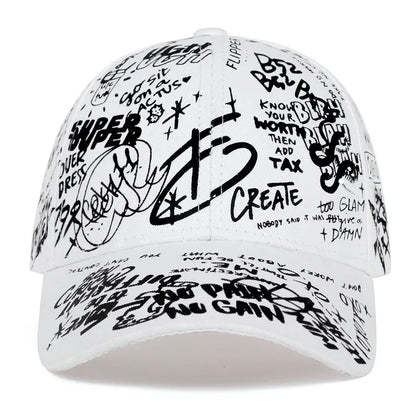 Unisex Letter Geometry Printing Snapback Baseball Caps Spring and Autumn Outdoor Adjustable Casual Hats Sunscreen Hat