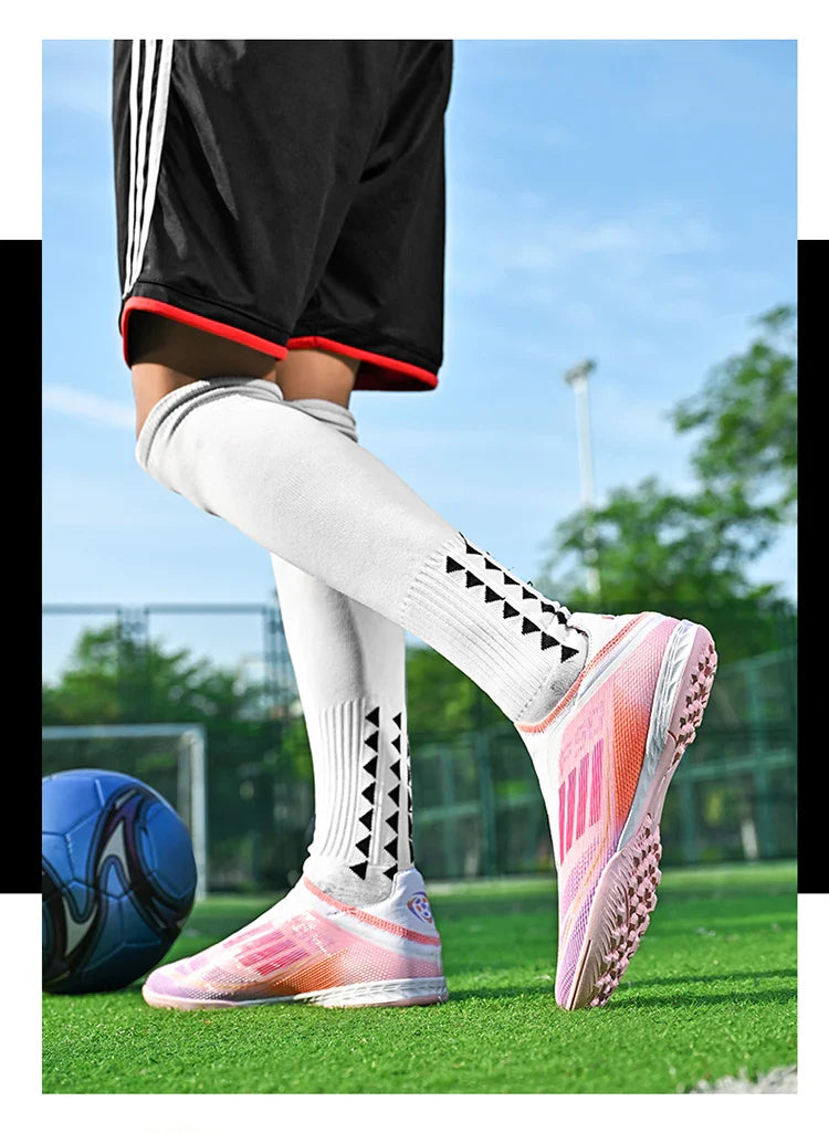 Without-Lace Mens Soccer Shoes f50 SLIP-ON Non-Slip Turf Soccer Cleats TF BOYS FG Training Football Boots Chuteira Campo 35-45