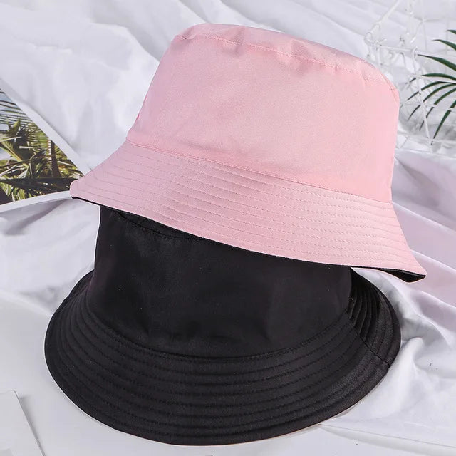 Double-sided Wearing Cap Solid Color Bucket Hat Men Women Sun Hat Reversible Fisherman Hat Summer Panama Cap Sun Fishing Gorros