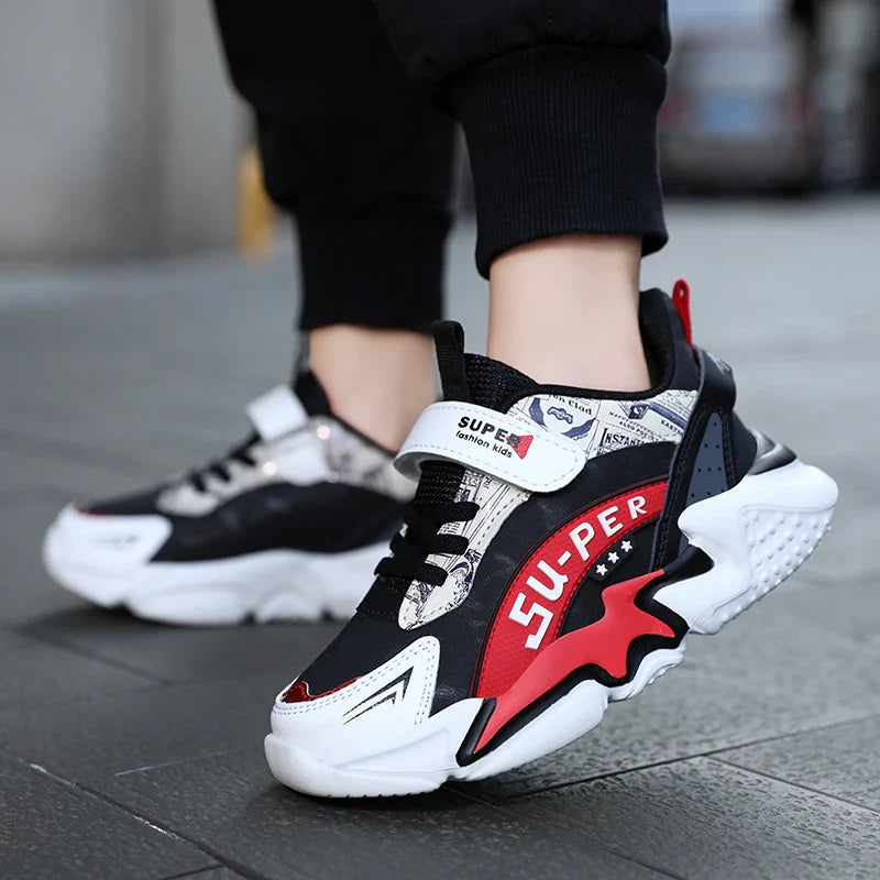 Sport Kids Sneakers Boys Casual Shoes For 5-16Years Old Children Tennis Leather Non Slip Fashion Running Shoes