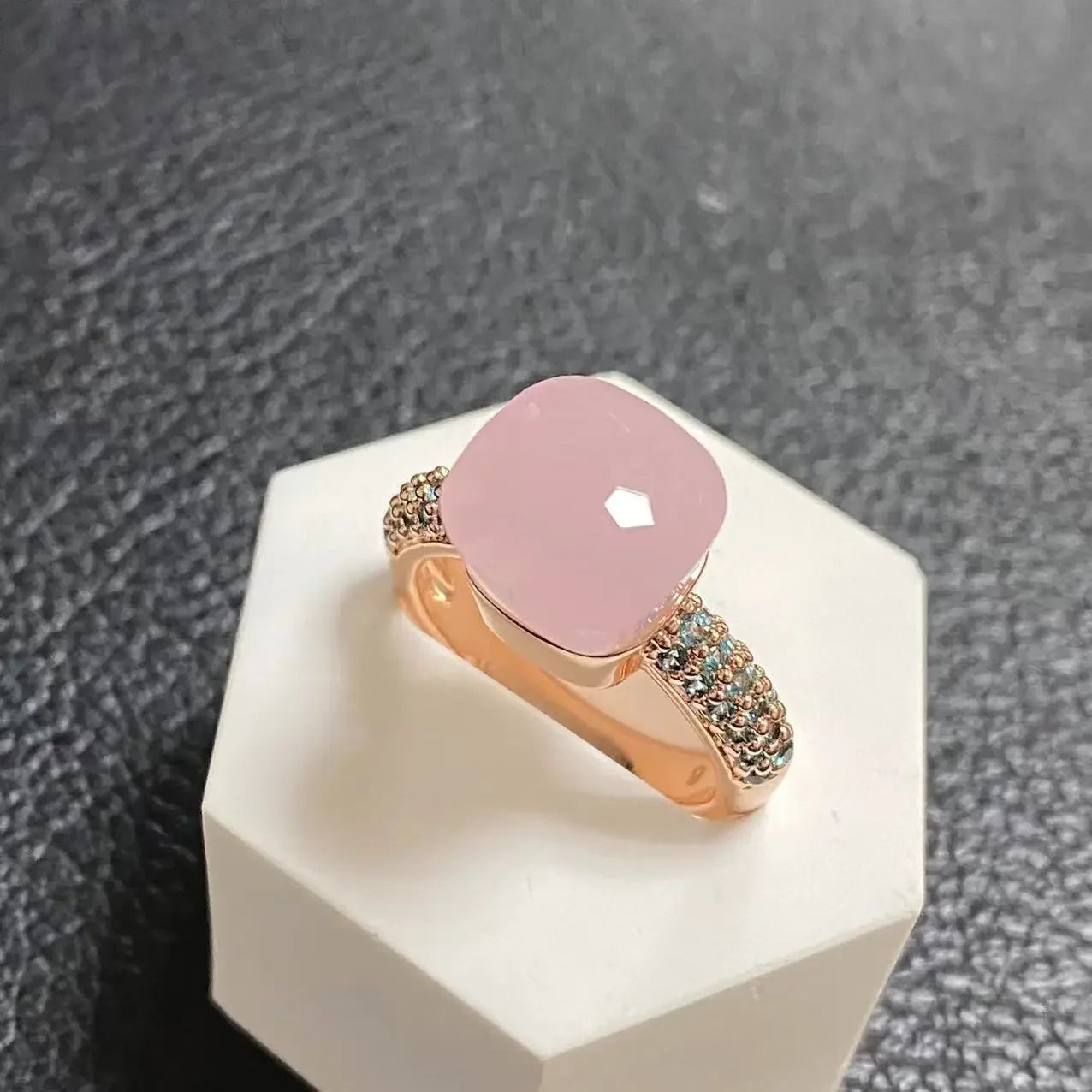 10.6mm Topaz Ring For Women Inlay Light Blue Zircon Candy Water Drop Crystal Ring Rose Gold Plated Jewelry Gift