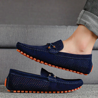 Mens Casual Shoes Genuine Leather Man Loafers Slip on Flats Lightweight Mens Driving Shoes Lazy Shoes
