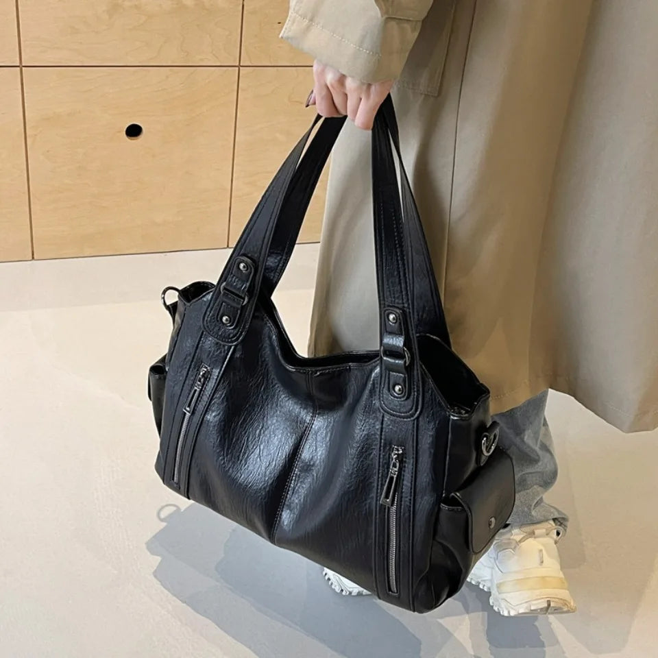 Daily Business Commuting Large Capacity Tote Hand Bags Soft Pu Leather Shoulder Bags for Women Zipper Women's Handbags Quality