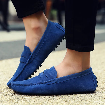 High Quality Suede Men Casual Shoes Non-slip Mens Driving Shoes Slip on Flats Loafers Leather Shoes 10 Colors Size 38-49