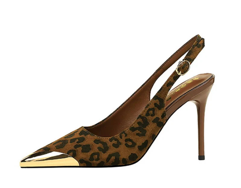 European American Style Metal Pointed High Heels Slim Heels Super High Heels Light Mouth Back Tripping And Banquet Single Shoes