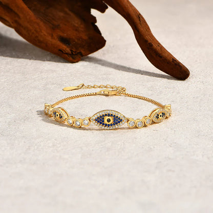 Charm Evil Eye Bracelet s925 Sterling Silver Laboratory Sapphire Adjustable Bracelets For Women Party Gift Fine Jewelry