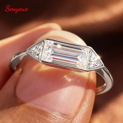 18k Plated 1.2CTTW All Moissanite Rings for Wormen Men 3 Gems Girls Couple Rings Lab Diamond Solid Silver S925 Jewelry