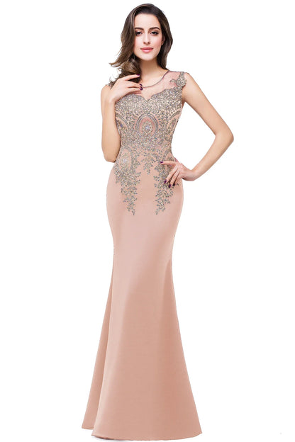 BABYONLINE In Stocks Luxury Beads Mermaid Evening Dresses Royal Blue Appliques Sheer Bodice Prom Party Dresses Robe de Soiree