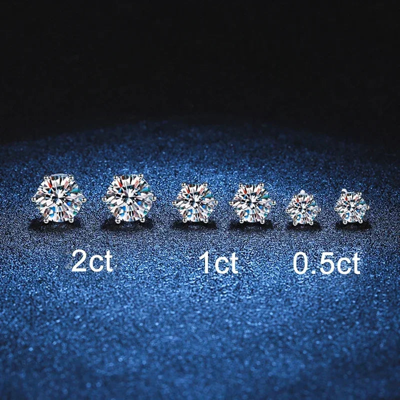 1ct 2ct Moissanite Earrings For Women Men Lab Diamond White Gold Plated 925 Sterling Silver Stud Earring Luxury Jewelry