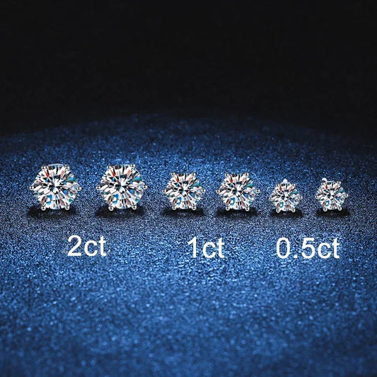 1ct 2ct Moissanite Earrings For Women Men Lab Diamond White Gold Plated 925 Sterling Silver Stud Earring Luxury Jewelry