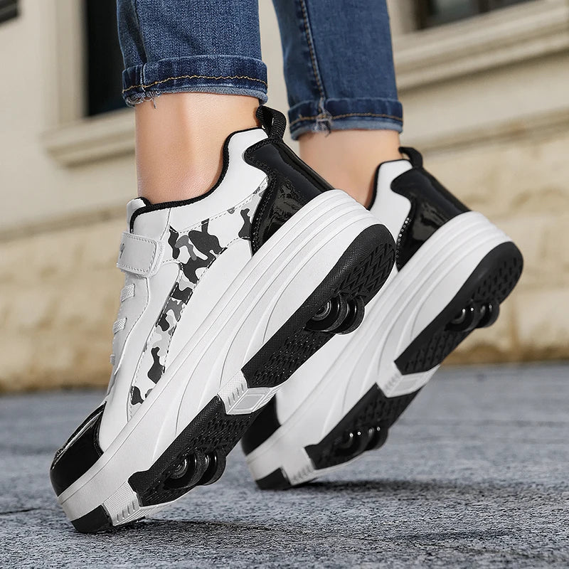 New Roller Skates Sneakers for Children Sports Shoes for Boys Retractable Skates with Removable Sheels Unisex Casual Footwear