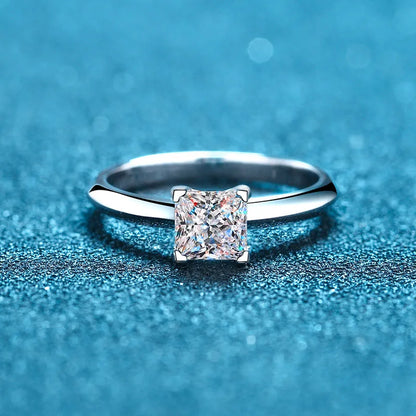 Certified Pricess Cut Moissanite Engagement Ring 1CT 2CT Colorless VVS Diamond Bridal Proposal Rings Sterling Silver Weddig Band