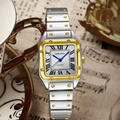 Square Women Watches Ladies Quartz Watch Female Wristwatch Stainless Steel Bamboo Strap Casual Lady Clock Watch Relogio Feminino