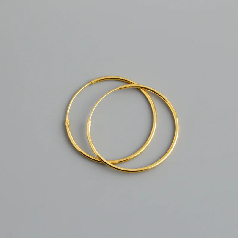 Genuine 925 Sterling Silver Fashion Korean Simple Hoop Earrings for Women Men Charming Chic Party Jewelry Accessories