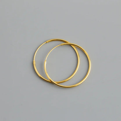 Genuine 925 Sterling Silver Fashion Korean Simple Hoop Earrings for Women Men Charming Chic Party Jewelry Accessories