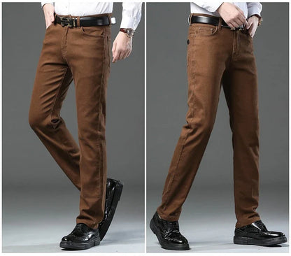 Men's New 92% Cotton Spring Autumn Jeans Stretch Straight Fashion Business Office Trousers Male Casual Plus Size Denim Pants