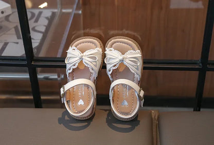 Girls Cute Lace Bow Princess Sandals New Little Kids Soft-soled Beach Summer Shoes Size 22-31