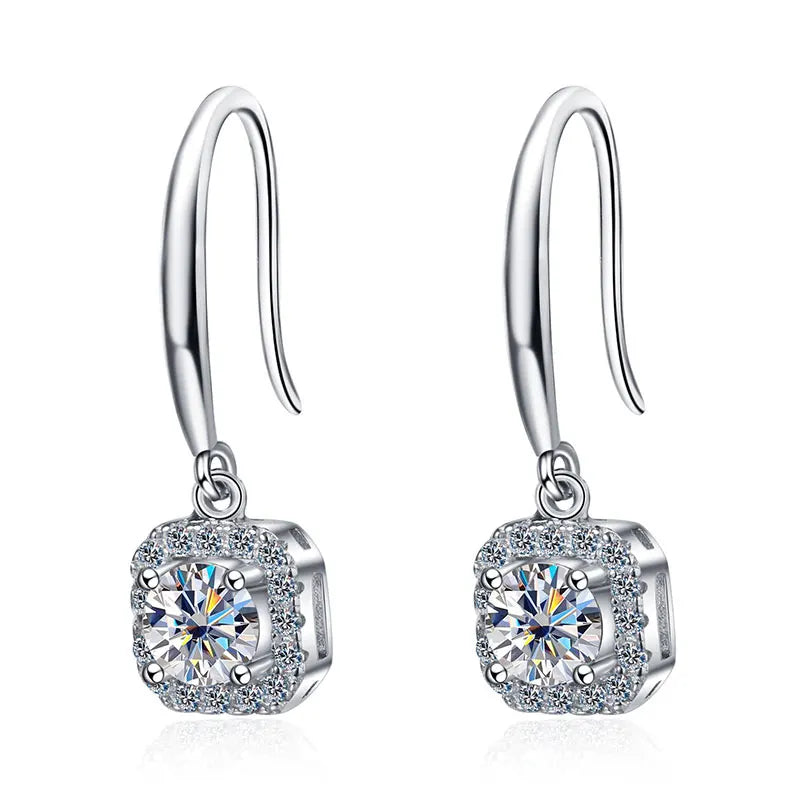 1ct Moissanite Earring s925 Sterling Sliver Plated 18k White Gold Wedding Engagement Fine Jewelry Earrings For Woman