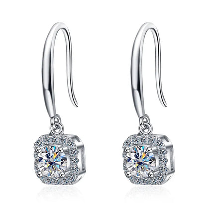 1ct Moissanite Earring s925 Sterling Sliver Plated 18k White Gold Wedding Engagement Fine Jewelry Earrings For Woman
