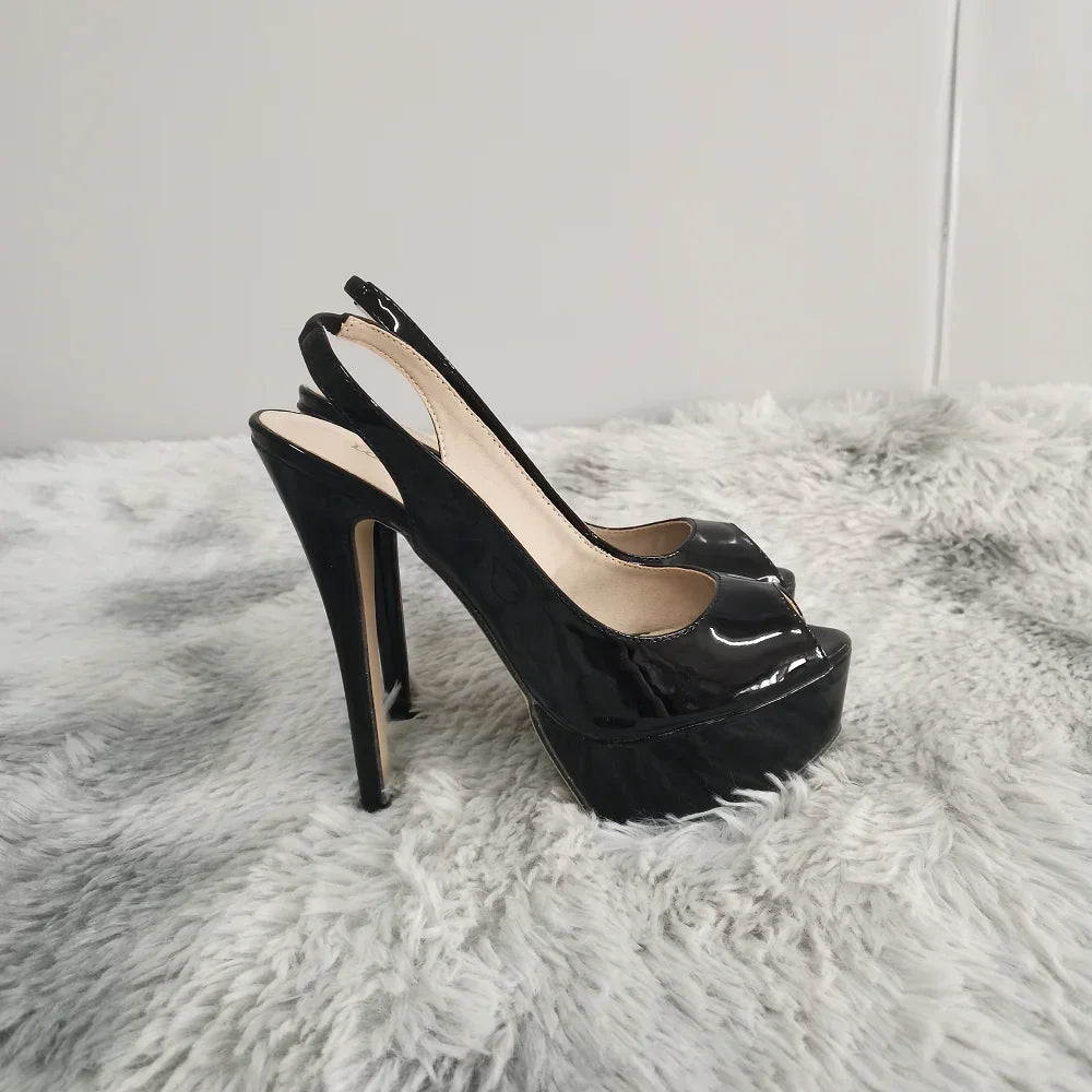 Women Sandals Sexy Pumps 14CM Platform Stripper High Heels Open Toe Stilettos Gladiator Party Dress Wedding Shoes Large Size 44