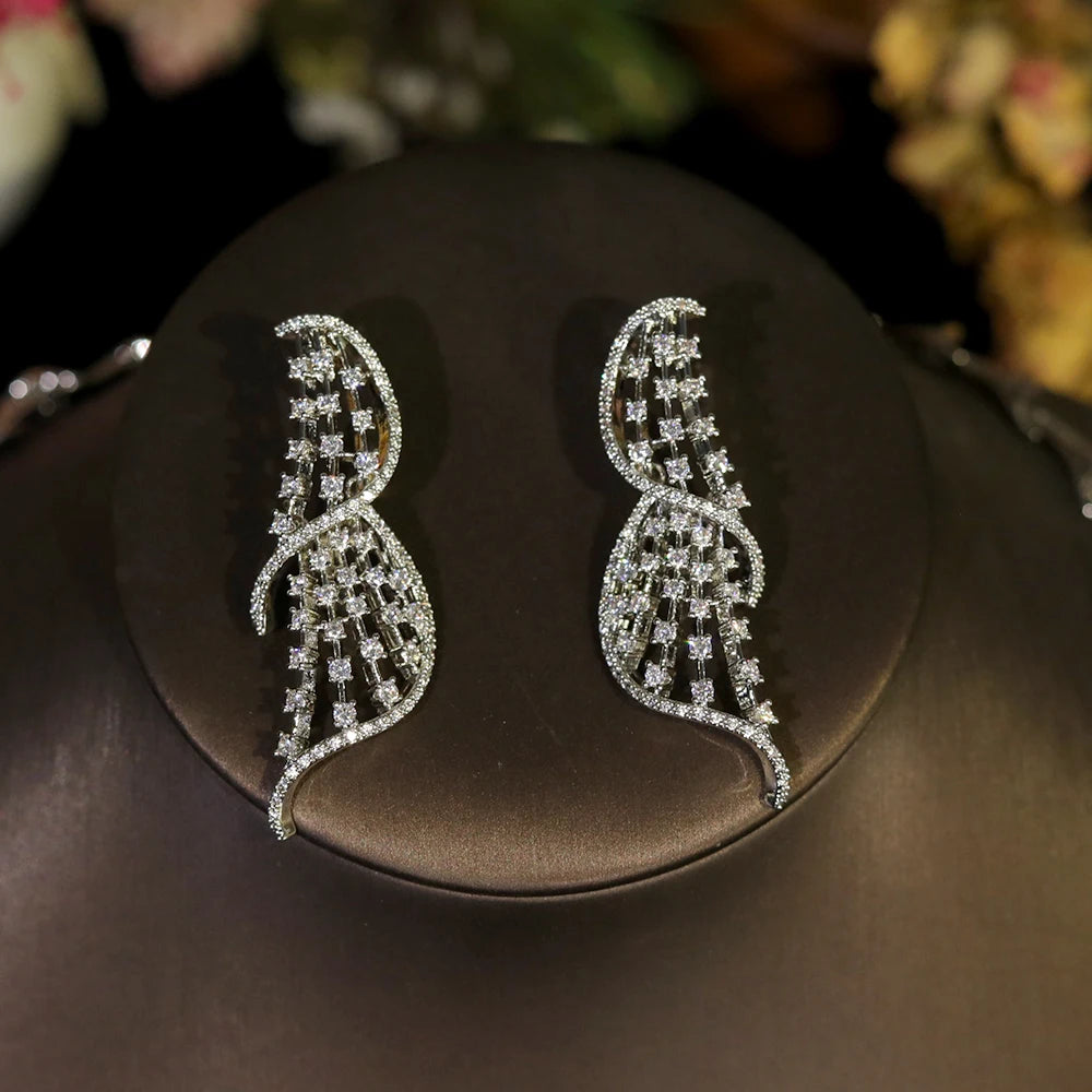 Luxury Crystal Jewelry Set Cubic Zirconia Circular Necklace Women Wedding Engagement Party Accessory for Dubai Bride