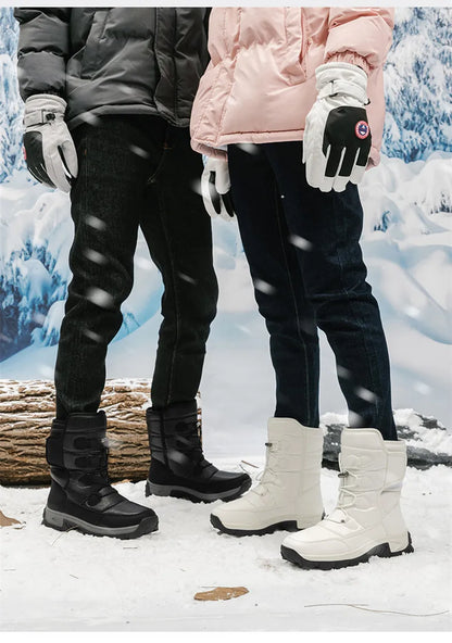 New Warm Men Plush Snow Boots High Top Winter Men's Boots Waterproof Winter Motorcycle Boots Outdoor Anti-Slip Men Hiking Boots