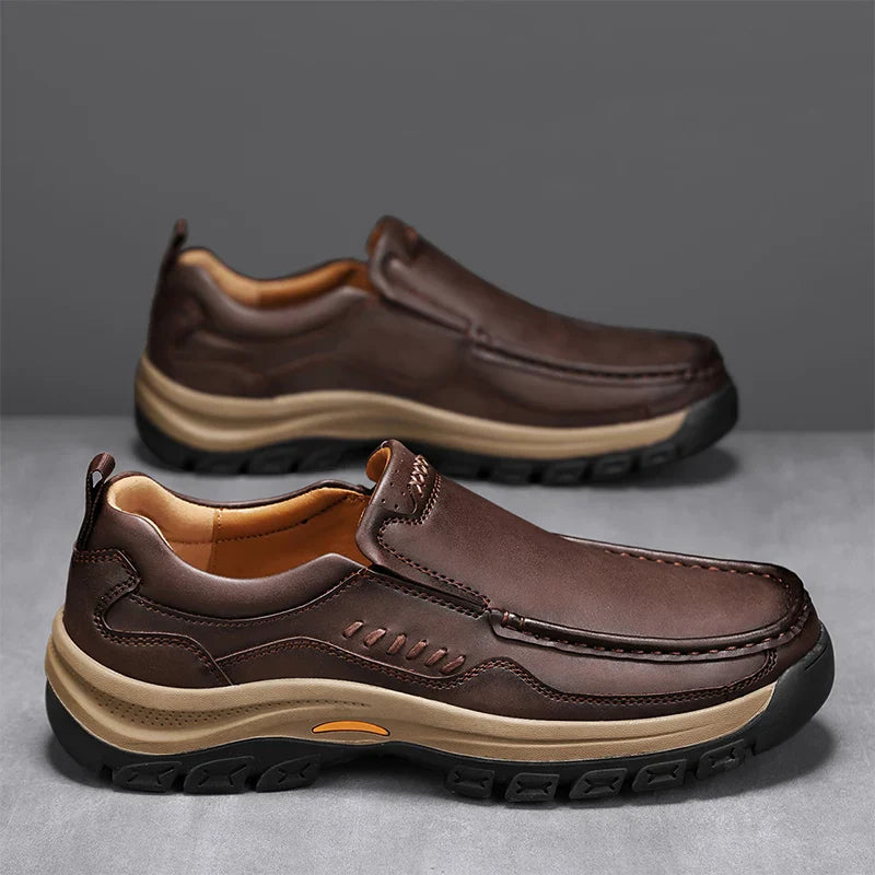 Men's Hand-Stitched Fashion Loafers, Solid Color Low-Top Casual Shoes, Simple Trendy Slip-On Sneakers, Men's Shoes for All Seasons, Daily Office Business Shoes, Large Size Men's Shoes